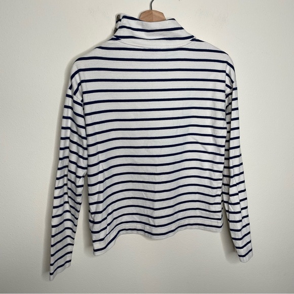 Vineyard Vines Navy & White Breton Striped Mock Neck Pullover Top small - Picture 5 of 8